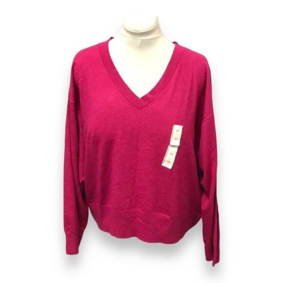 A New Day Women’s V Neck Lightweight Knit Pullover Sweater, Pink, size XXL #2 - Picture 1 of 8